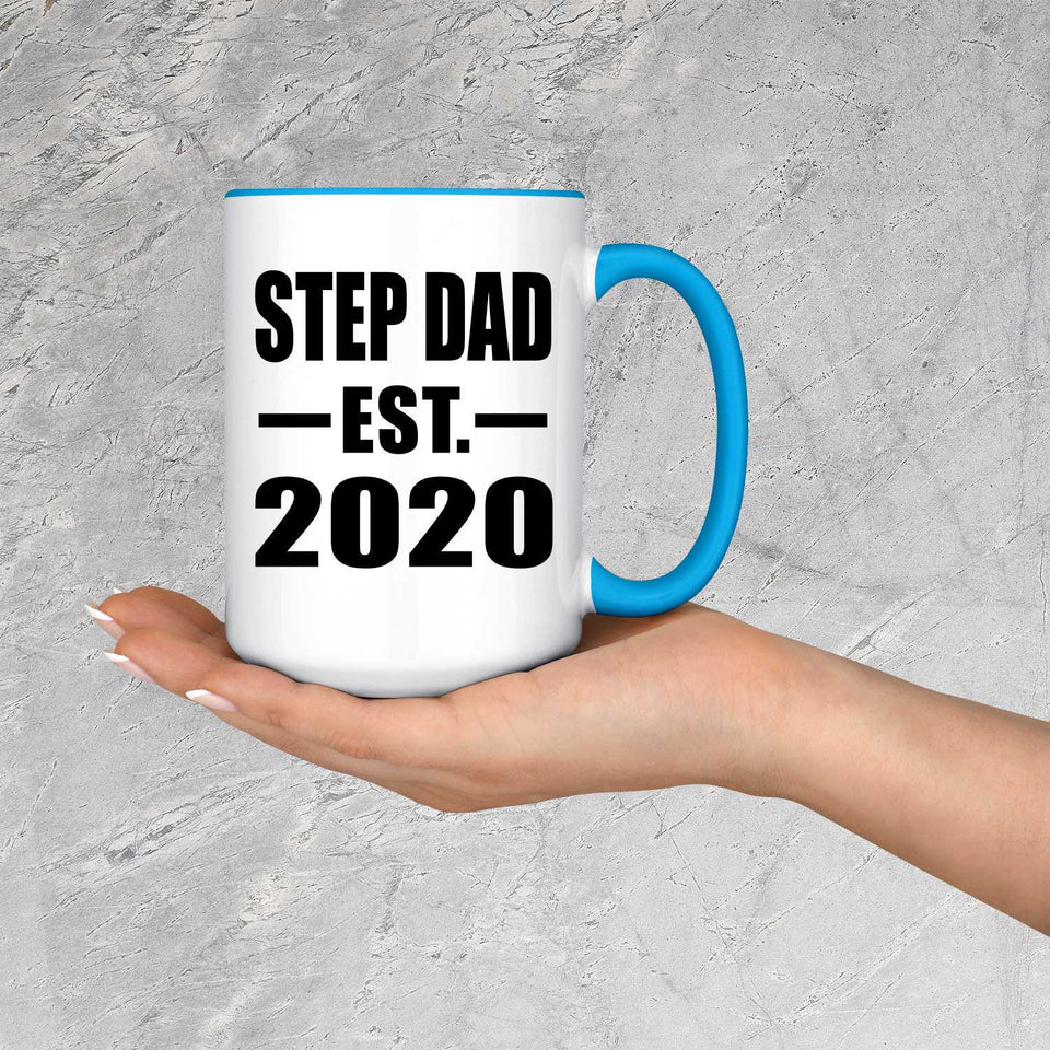 Step Dad Established EST. 2020 - 15oz Accent Mug Blue