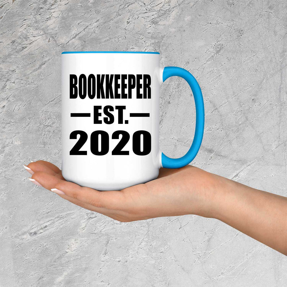 Bookkeeper Established EST. 2020 - 15oz Accent Mug Blue