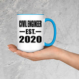 Civil Engineer Established EST. 2020 - 15oz Accent Mug Blue