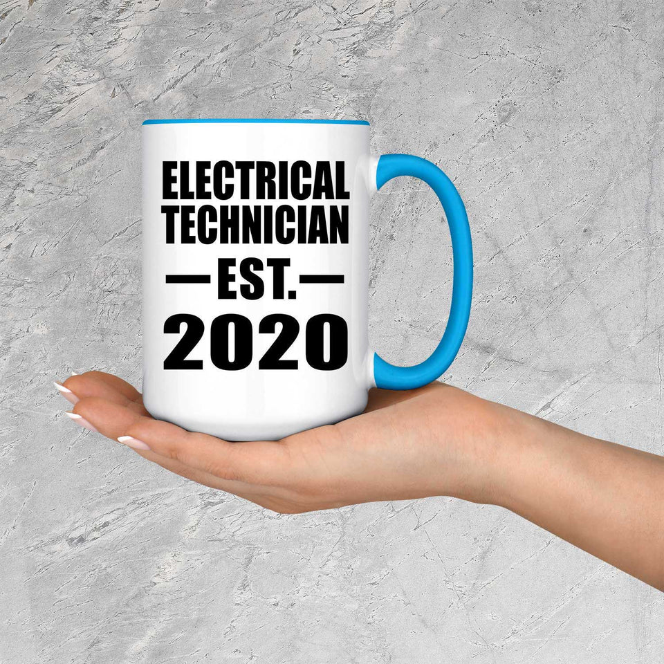 Electrical Technician Established EST. 2020 - 15oz Accent Mug Blue