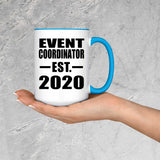 Event Coordinator Established EST. 2020 - 15oz Accent Mug Blue