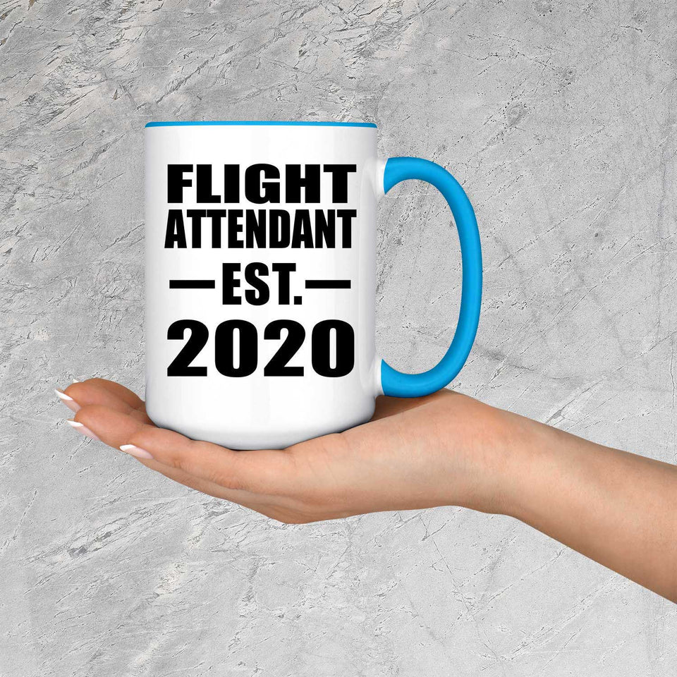 Flight Attendant Established EST. 2020 - 15oz Accent Mug Blue
