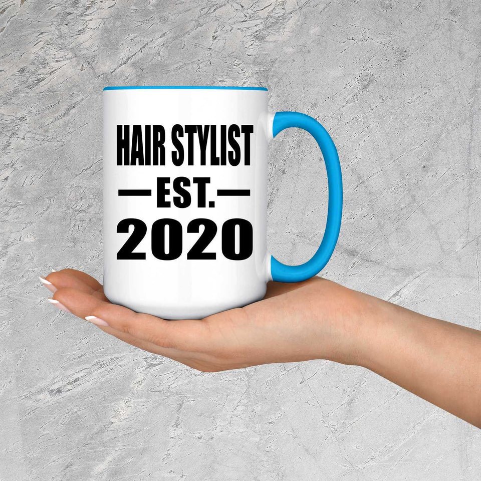 Hair Stylist Established EST. 2020 - 15oz Accent Mug Blue