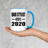 Hair Stylist Established EST. 2020 - 15oz Accent Mug Blue