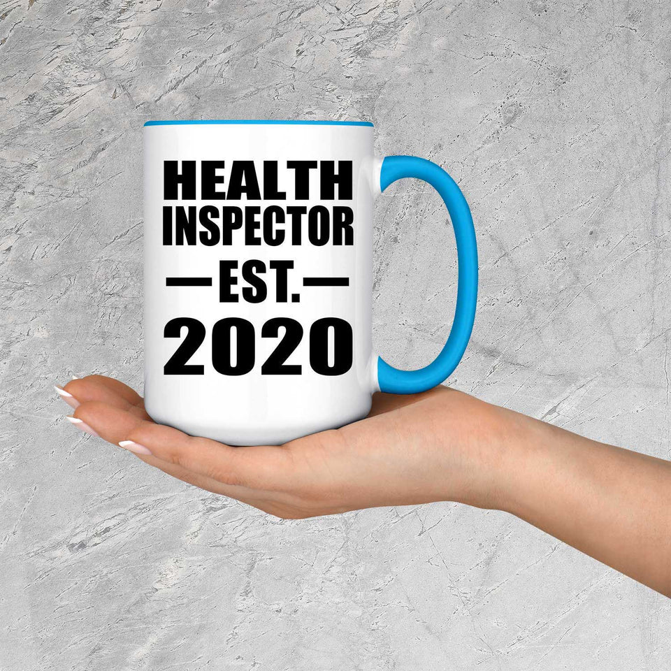 Health Inspector Established EST. 2020 - 15oz Accent Mug Blue