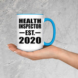 Health Inspector Established EST. 2020 - 15oz Accent Mug Blue