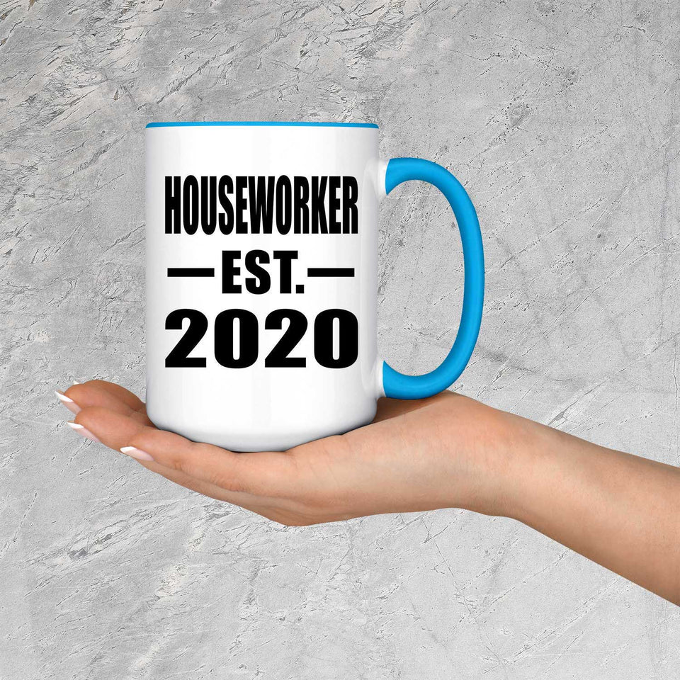 Houseworker Established EST. 2020 - 15oz Accent Mug Blue