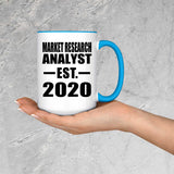 Market Research Analyst Established EST. 2020 - 15oz Accent Mug Blue