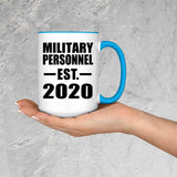 Military Personnel Established EST. 2020 - 15oz Accent Mug Blue