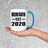 Museum Curator Established EST. 2020 - 15oz Accent Mug Blue
