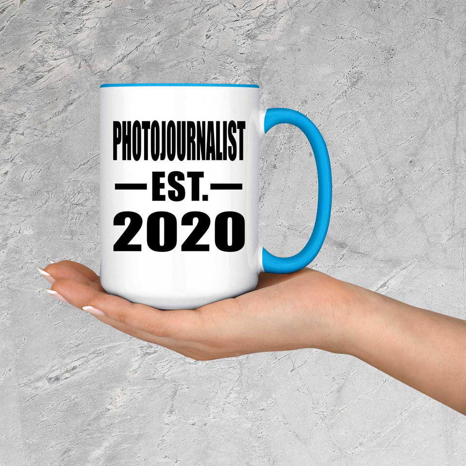 Photojournalist Established EST. 2020 - 15oz Accent Mug Blue