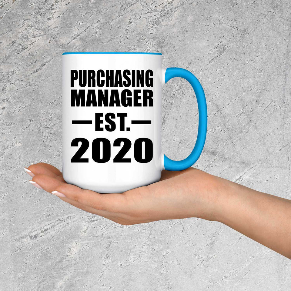 Purchasing Manager Established EST. 2020 - 15oz Accent Mug Blue