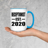 Receptionist Established EST. 2020 - 15oz Accent Mug Blue