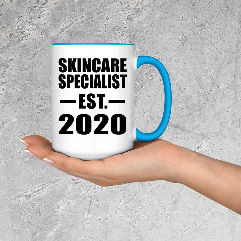 Skincare Specialist Established EST. 2020 - 15oz Accent Mug Blue