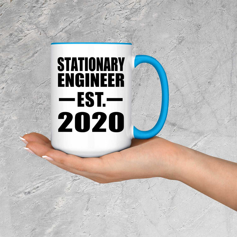 Stationary Engineer Established EST. 2020 - 15oz Accent Mug Blue