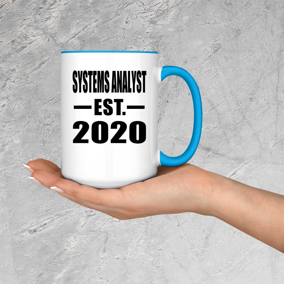 Systems Analyst Established EST. 2020 - 15oz Accent Mug Blue