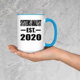 Systems Analyst Established EST. 2020 - 15oz Accent Mug Blue