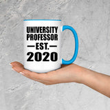 University Professor Established EST. 2020 - 15oz Accent Mug Blue