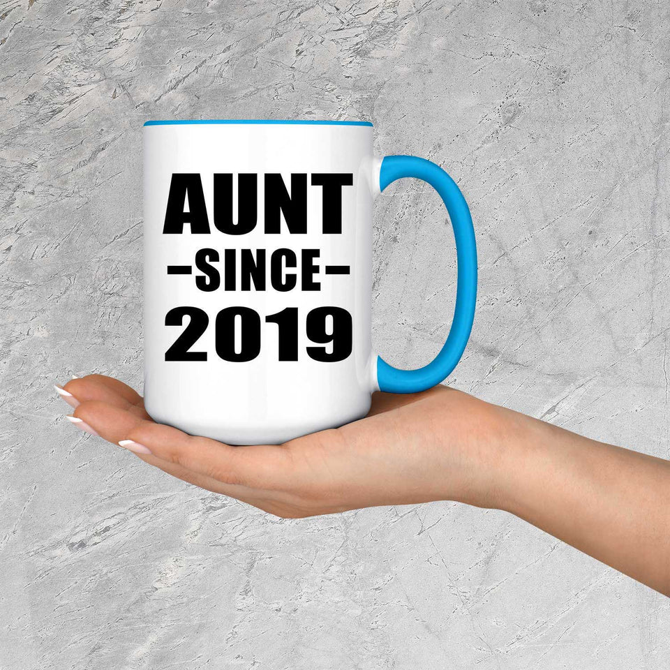 Aunt Since 2019 - 15oz Accent Mug Blue
