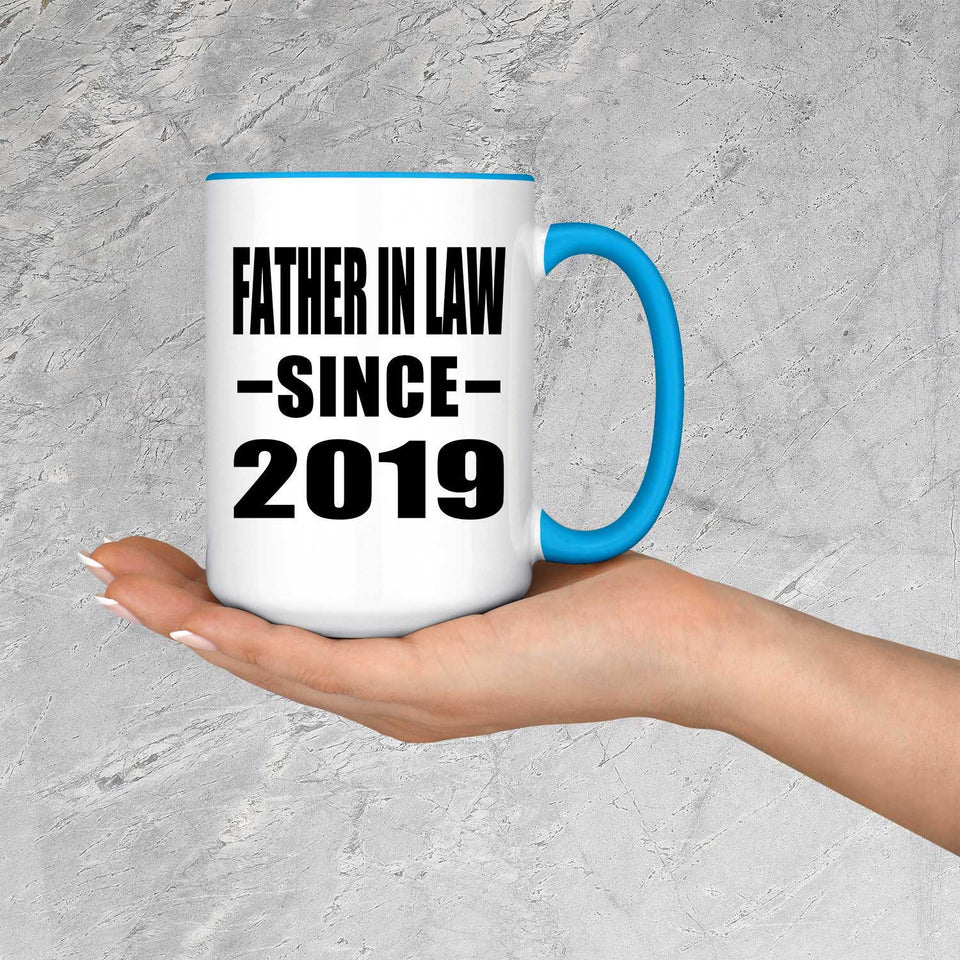 Father In Law Since 2019 - 15oz Accent Mug Blue