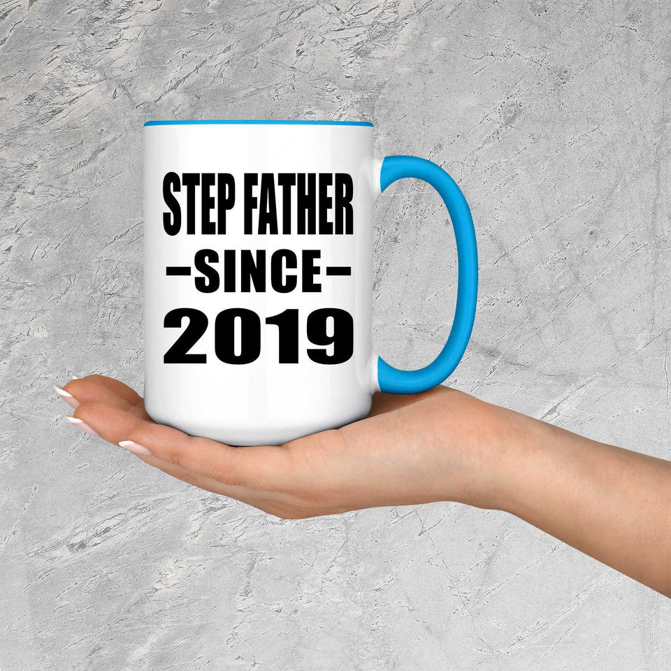 Step Father Since 2019 - 15oz Accent Mug Blue
