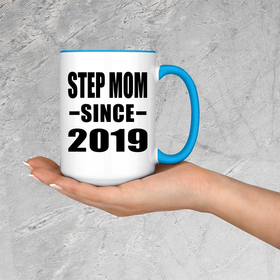 Step Mom Since 2019 - 15oz Accent Mug Blue