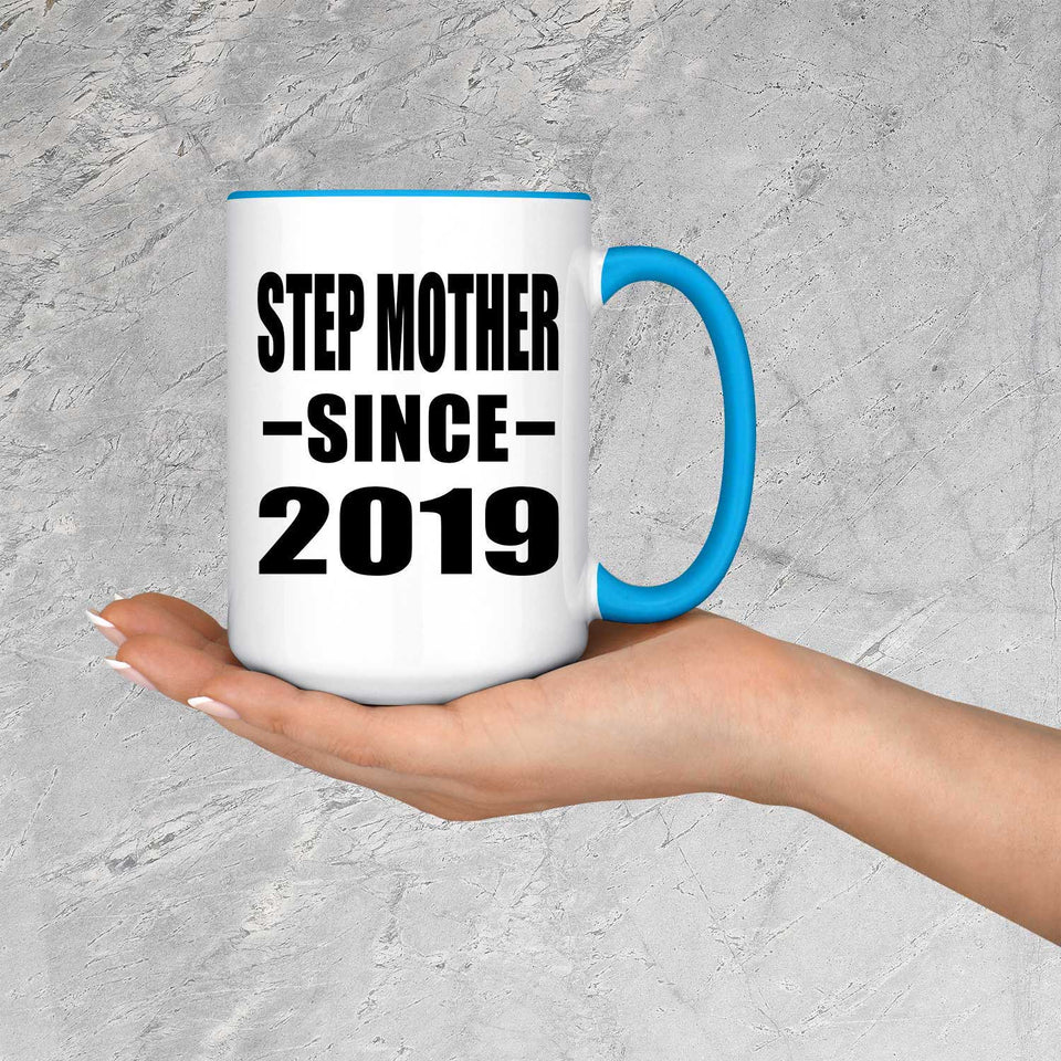 Step Mother Since 2019 - 15oz Accent Mug Blue