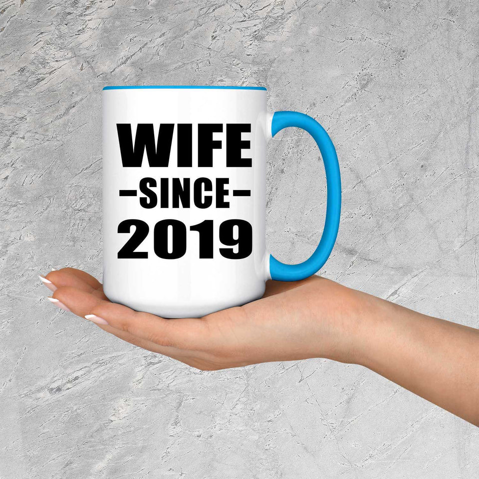 Wife Since 2019 - 15oz Accent Mug Blue