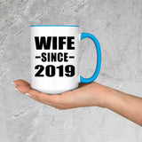 Wife Since 2019 - 15oz Accent Mug Blue