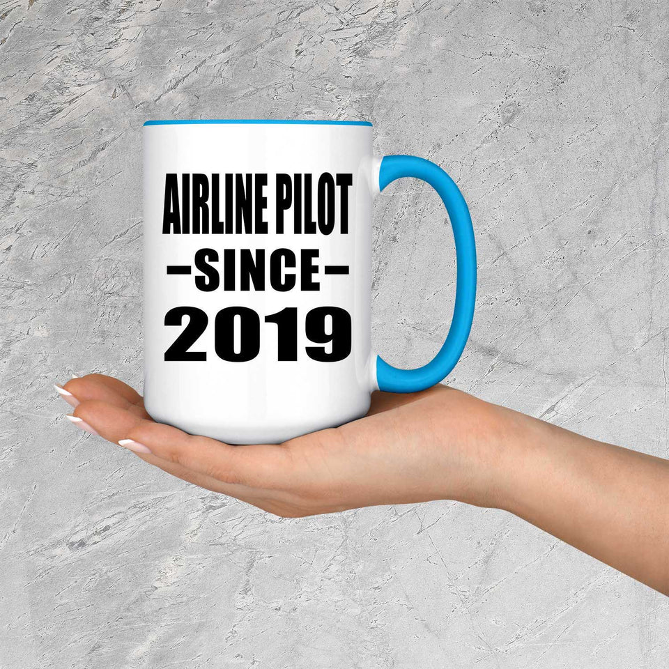 Airline Pilot Since 2019 - 15oz Accent Mug Blue