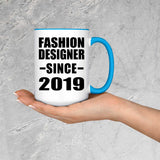 Fashion Designer Since 2019 - 15oz Accent Mug Blue