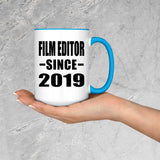 Film Editor Since 2019 - 15oz Accent Mug Blue