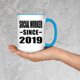 Social Worker Since 2019 - 15oz Accent Mug Blue