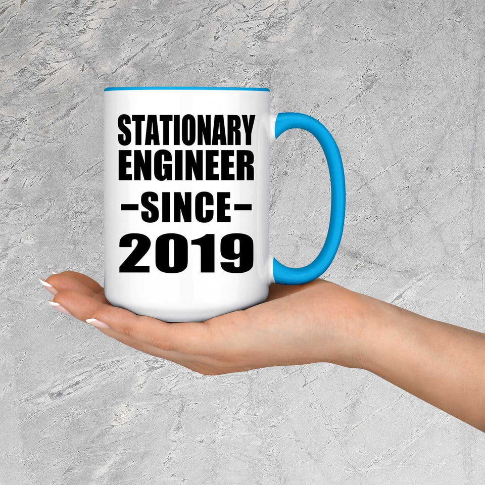 Stationary Engineer Since 2019 - 15oz Accent Mug Blue