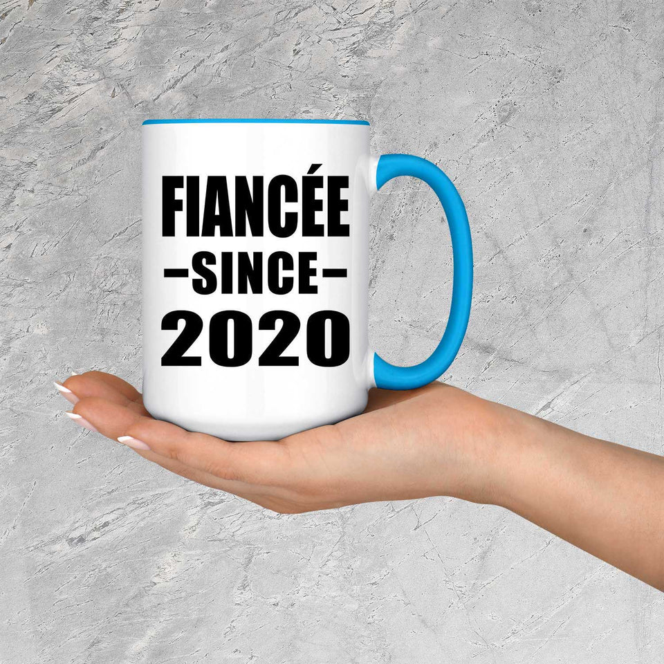 Fiancee Since 2020 - 15oz Accent Mug Blue
