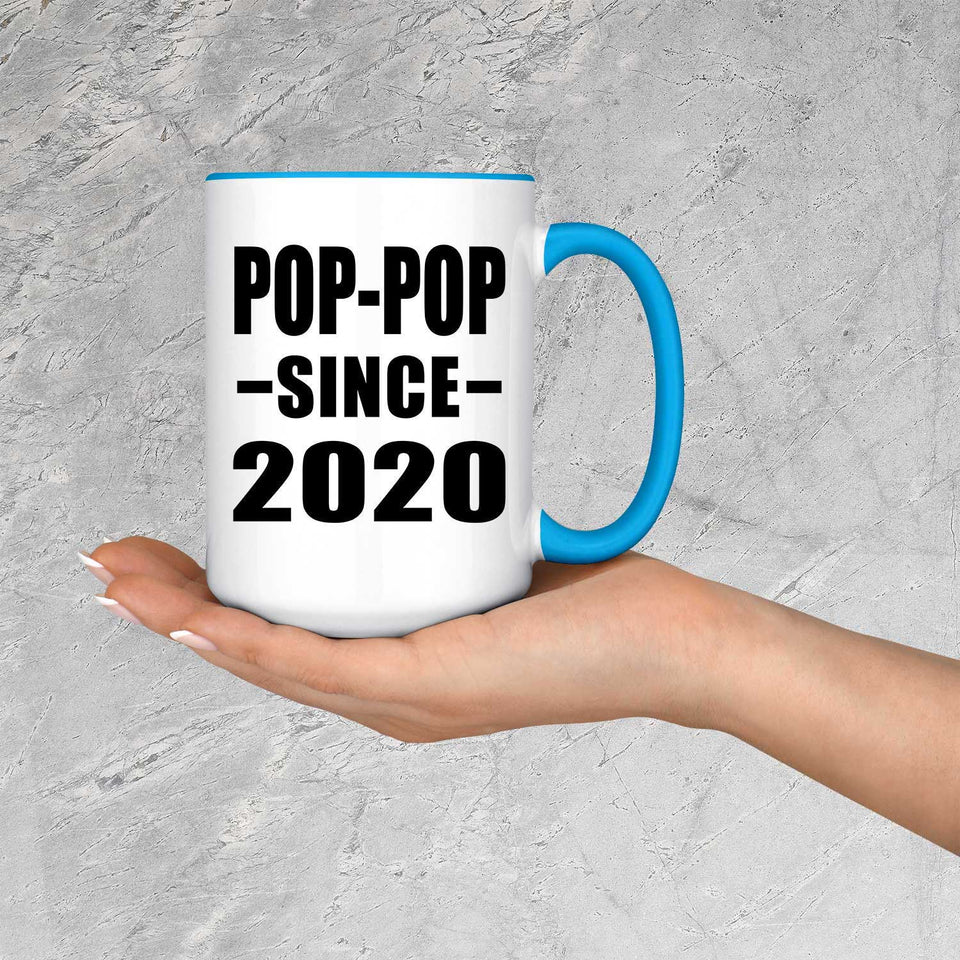 Pop-Pop Since 2020 - 15oz Accent Mug Blue