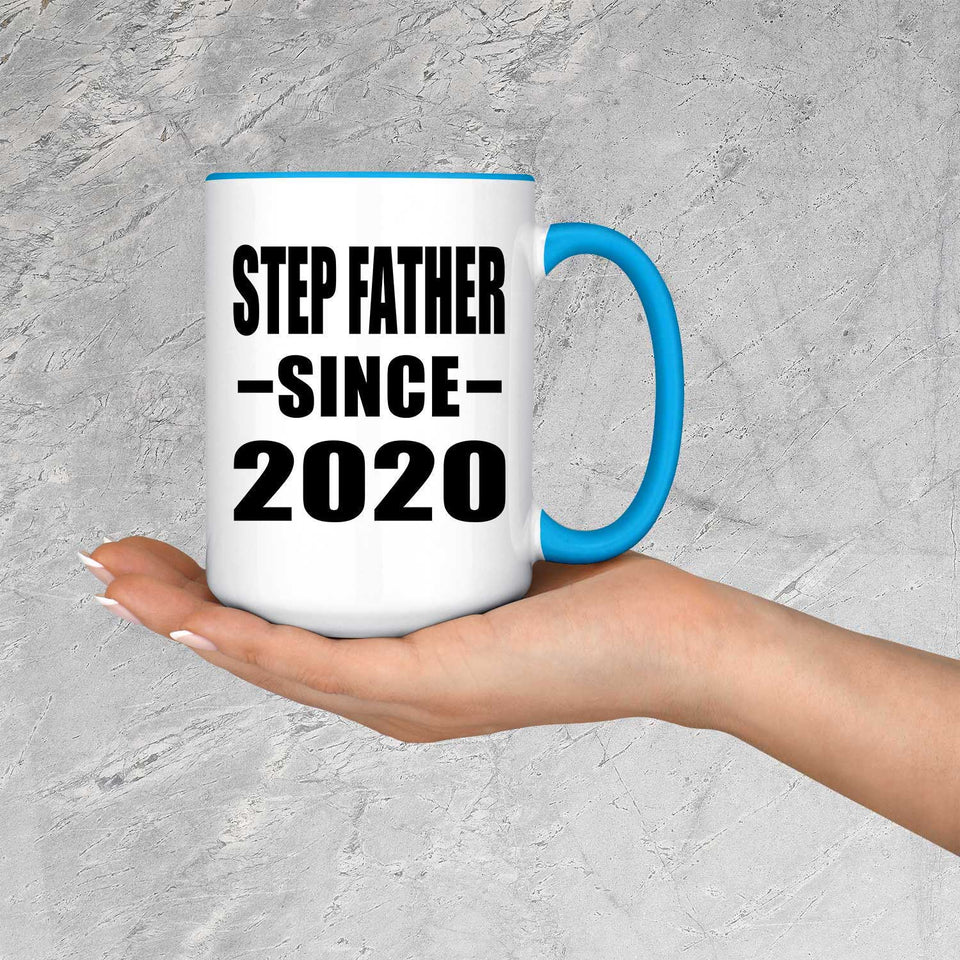 Step Father Since 2020 - 15oz Accent Mug Blue