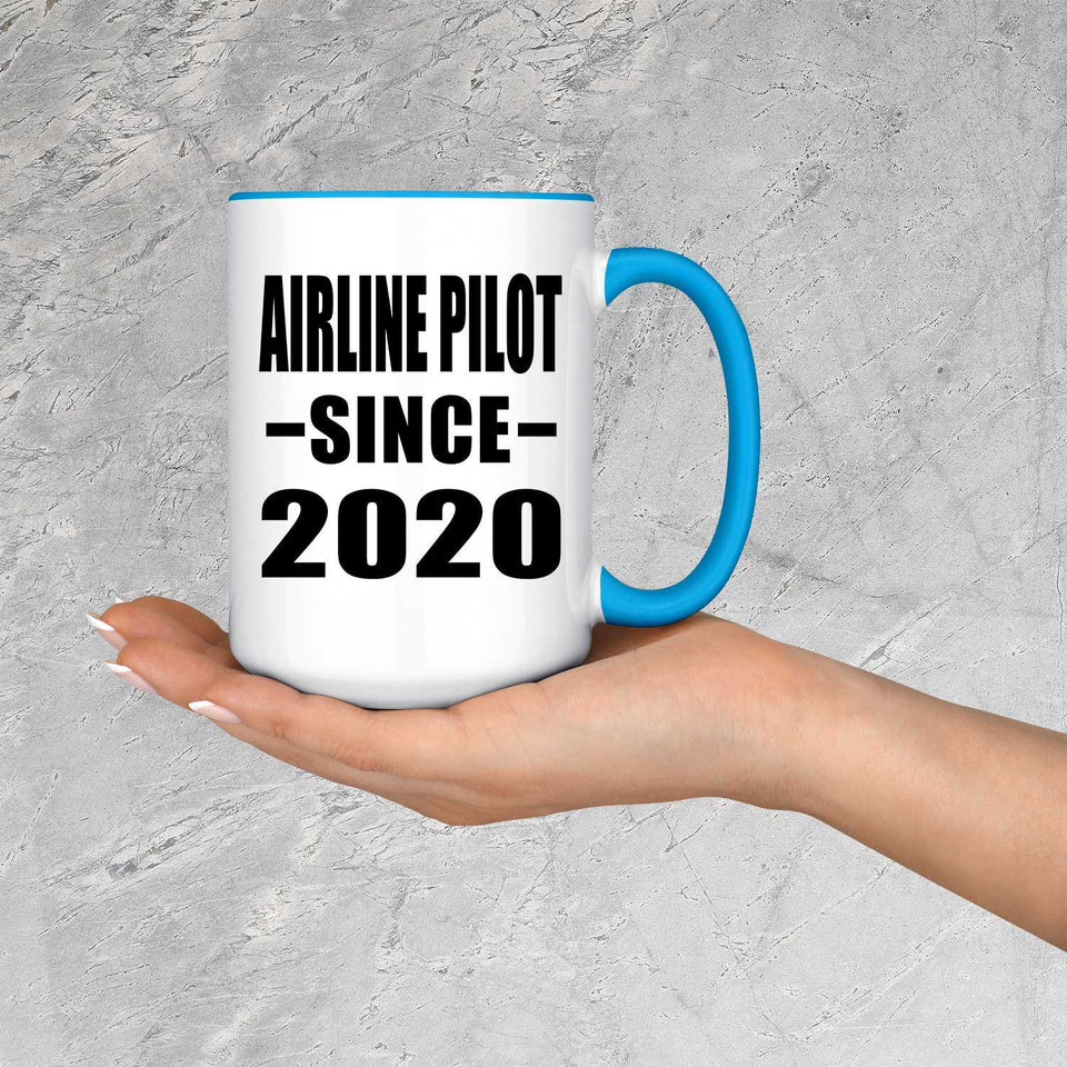 Airline Pilot Since 2020 - 15oz Accent Mug Blue