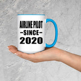 Airline Pilot Since 2020 - 15oz Accent Mug Blue
