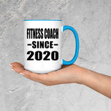 Fitness Coach Since 2020 - 15oz Accent Mug Blue