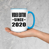 Video Editor Since 2020 - 15oz Accent Mug Blue