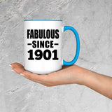 123rd Birthday Fabulous Since 1901 - 15oz Accent Mug Blue