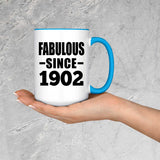 122nd Birthday Fabulous Since 1902 - 15oz Accent Mug Blue