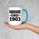 121st Birthday Fabulous Since 1903 - 15oz Accent Mug Blue