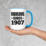 117th Birthday Fabulous Since 1907 - 15oz Accent Mug Blue