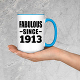 111th Birthday Fabulous Since 1913 - 15oz Accent Mug Blue