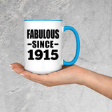 109th Birthday Fabulous Since 1915 - 15oz Accent Mug Blue
