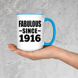 108th Birthday Fabulous Since 1916 - 15oz Accent Mug Blue