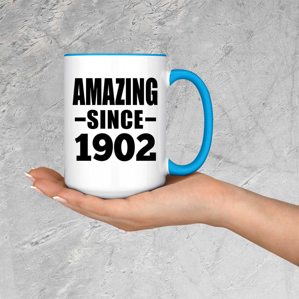122nd Birthday Amazing Since 1902 - 15oz Accent Mug Blue