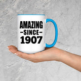 117th Birthday Amazing Since 1907 - 15oz Accent Mug Blue